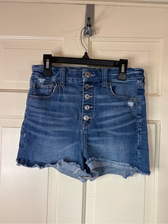 American Eagle Outfitters Pants - American Eagle Curvy Hi-Rise Shortie Size 2 Button Fly Med.Wash Stretch Summer